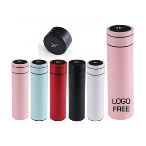 Custom logo Double Wall Vacuum Display 500 Ml Smart Water Bottle Led Digital Electric Thermal Flask With Temperature