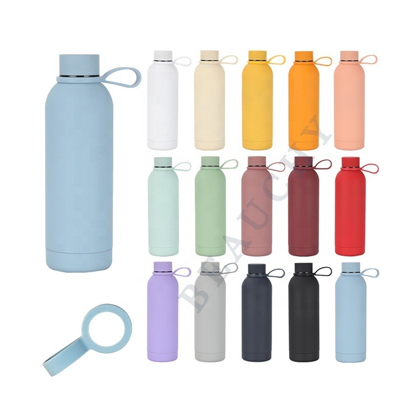 Beauchy New Hot Sale Outdoor Stainless Steel Water Bottle Vacuum Flasks Small Mouth Water Bottle with Silicone Rope