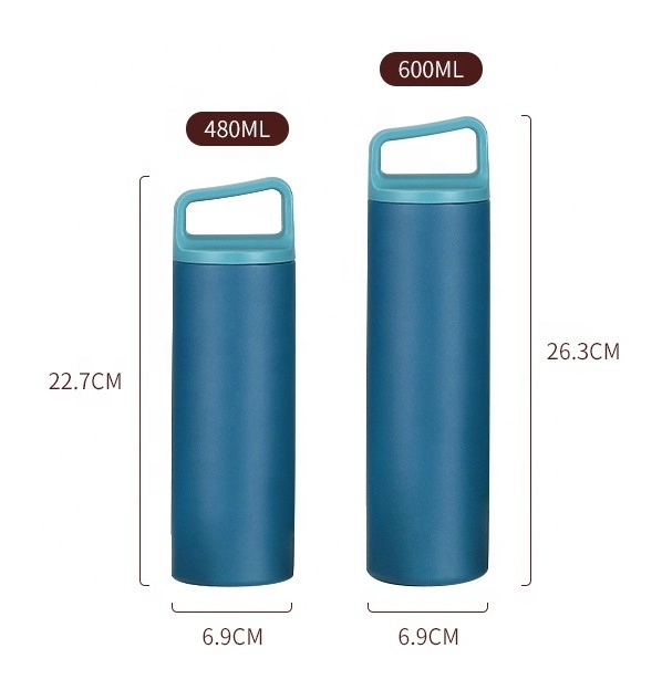 Beauchy 480ml 600ml Vacuum Insulated Double Wall Water Bottles Stainless Steel Sports Travel Drinking Cup With Handle