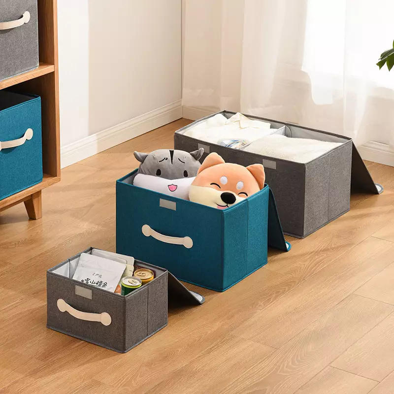 Hot Selling Folding Storage Box for Shelf with Fabric Handle Collapsable Clothing Box Storage