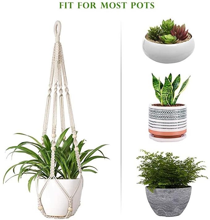 Macrame Plant Hangers Indoor Different Size Hanging Planter Basket Flower Pot Holder with Beads Hand-woven Flower Pot holders