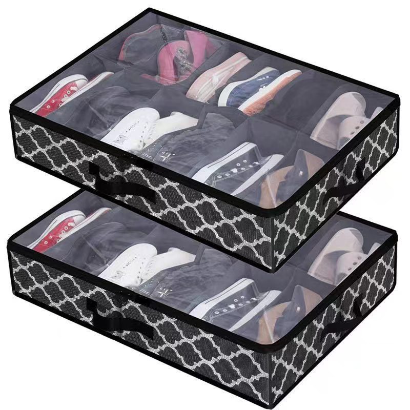 Shoe Organizer for Closet Sturdy Storage Solution Shoe Bags Clear Foldable Storage Bins Underbed Shoe Box Storage Basket