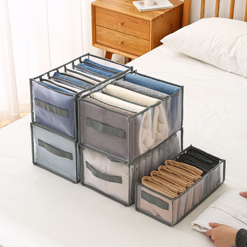 7 Grids Washable Portable Closet Organizer Mesh Separation Storage Box Mesh Clothes Storage Organizer Storage Drawers Opp Bag