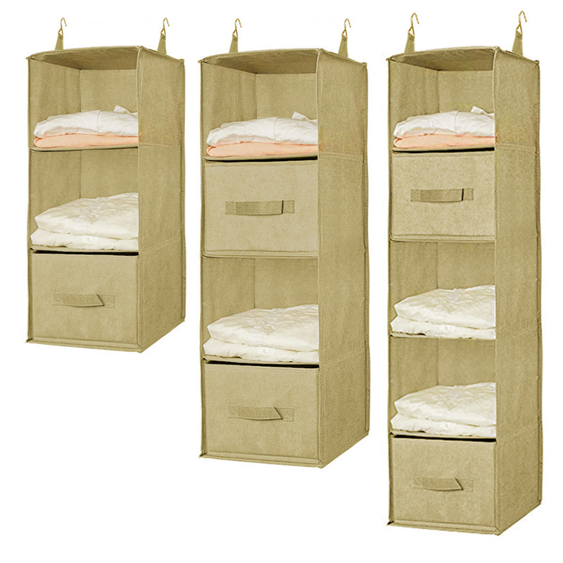 Foldable Hanging Closet Organizer Closet Hanging Shelf with drawer for Storage