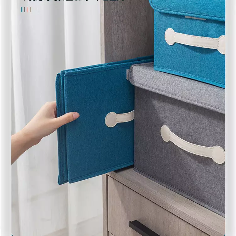 Hot Selling Folding Storage Box for Shelf with Fabric Handle Collapsable Clothing Box Storage