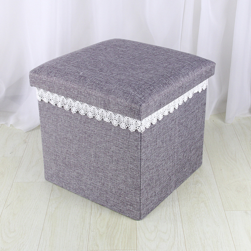 Storage Ottoman Cube Folding Ottoman Seat Square Ottoman with Lid for Foot Stools and Footrest Fabric Box Bin for Kids