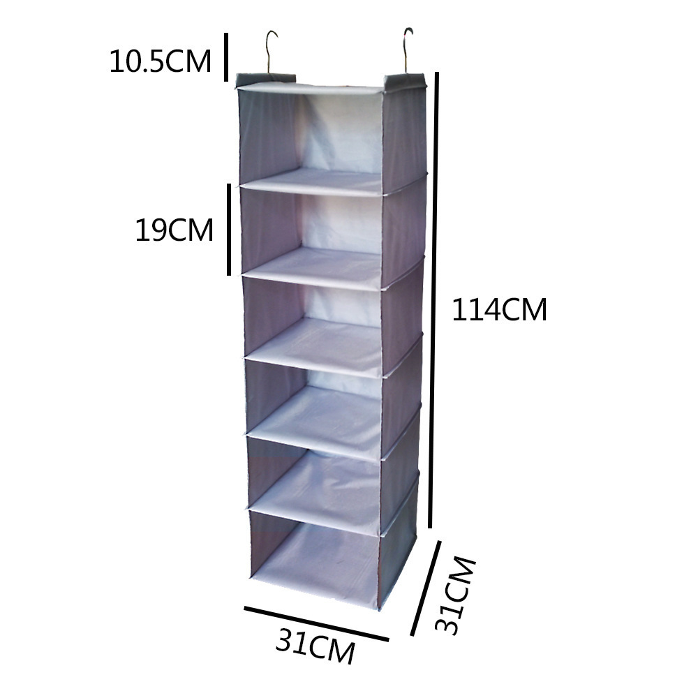 Hanging Closet Organizers and Storage, 6-Shelf Closet Hanging Storage Shelves Collapsible