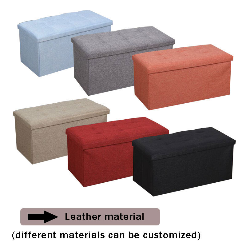 Custom Logo Living Room Furniture Fabric Linen Leather Collapsible Toy Footrest Foldable Storage Box Stools Ottoman Bench