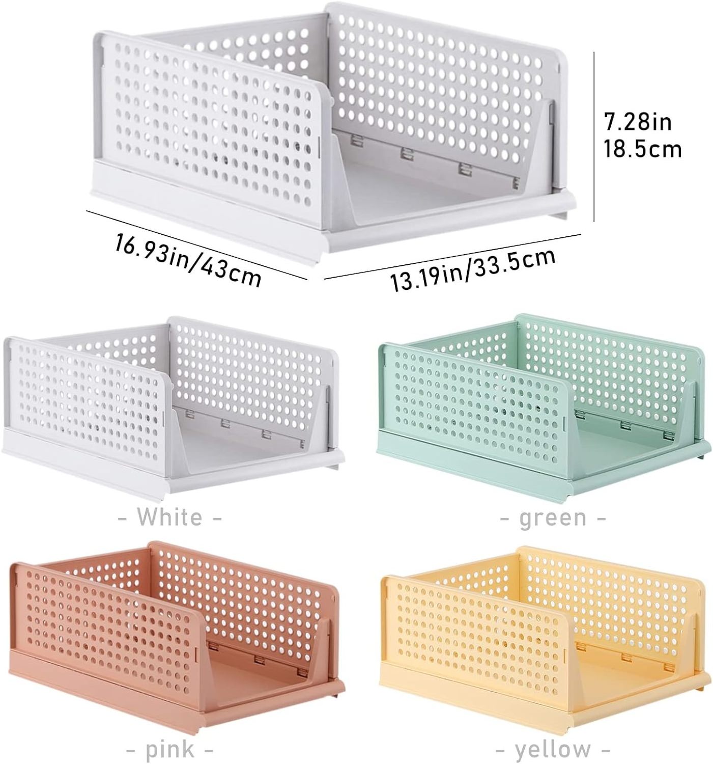 Custom Logo Foldable Drawer Organizers Stackable Shelf Plastic Storage Baskets Boxes Bins For Wardrobe Cupboard Bathroom Office