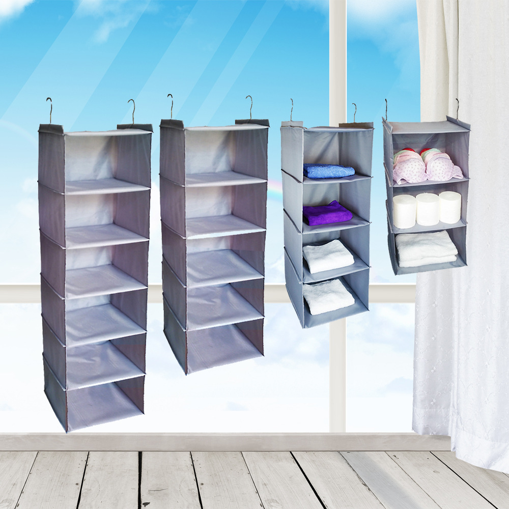 Hanging Closet Organizers and Storage, 6-Shelf Closet Hanging Storage Shelves Collapsible