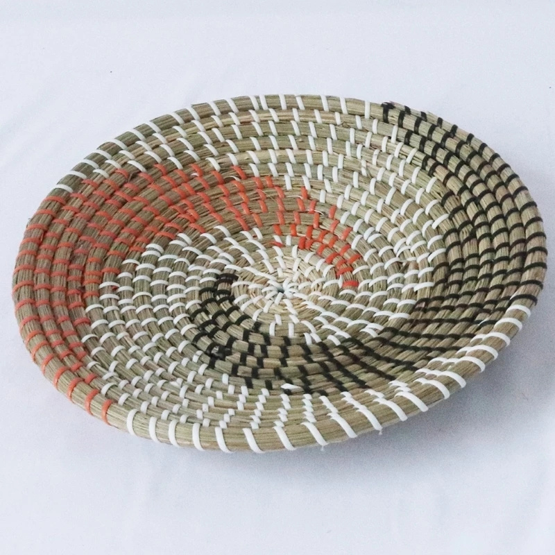 3Pcs/Set Boho Style Woven Wall Basket Decor Handmade Seagrass Hanging Decorative Tray Bowl Fruit Dessert Plate