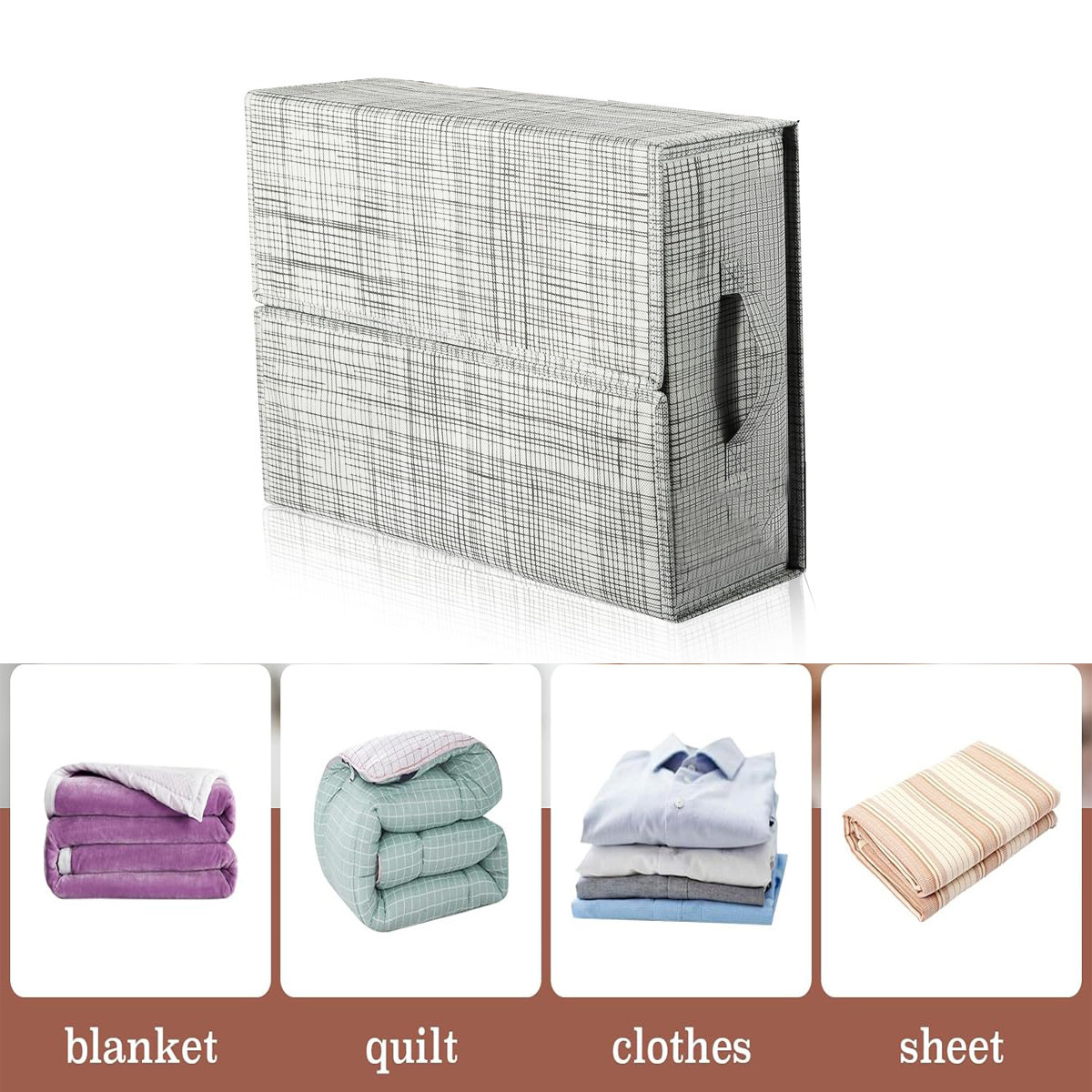 Large Capacity Fabric Zipper Folding Bedroom Sheet Set Storage Box