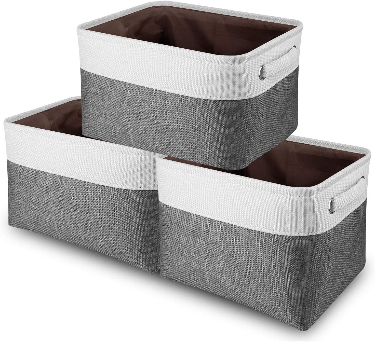 3 Pack Large Storage Basket Bin Set Storage Cube Box Foldable Canvas Fabric Collapsible Organizer with Handles for Home Office