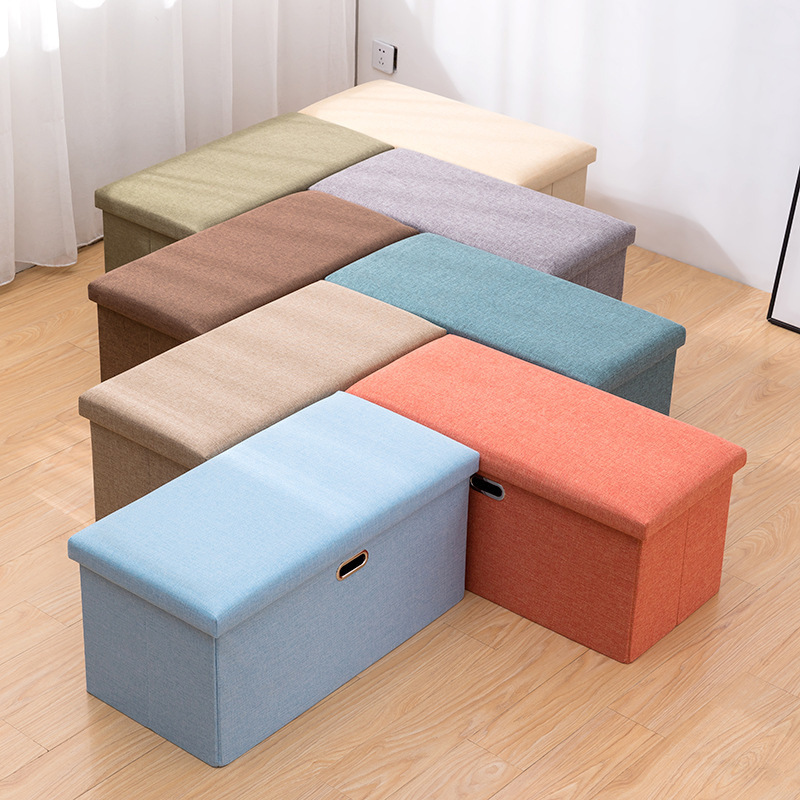 Storage Ottoman Cube Folding Ottoman Seat Square Ottoman with Lid for Foot Stools and Footrest Fabric Box Bin for Kids