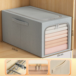 Custom Logo Deep Cabinet Clothes Large Collapsible Foldable Fabric Cotton Linen Cabinet Organizer Storage Boxes Bins