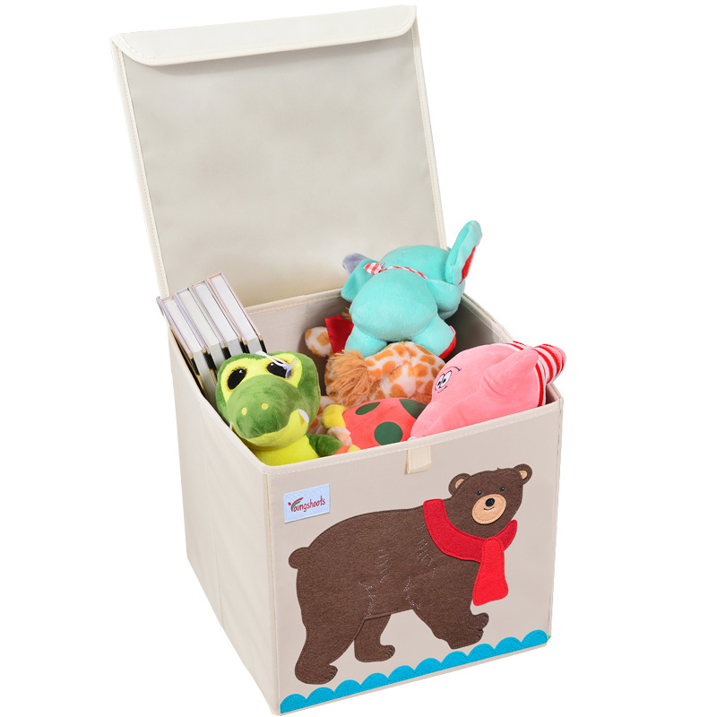 Cube Cartoon Animal Toy Storage Box Folding Storage Bins Wardrobe Drawer Organizer Clothes Storage Basket Kids Toys Organizer