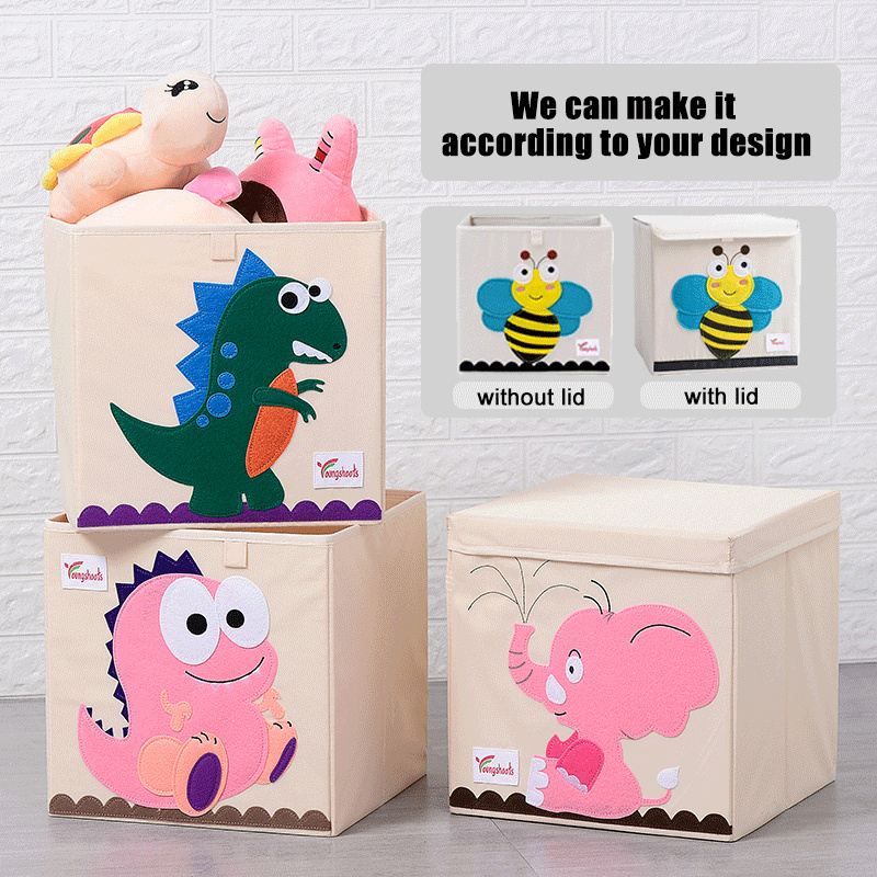 Foldable Fabric Fabric Storage Box Large Storage Container with Handle and Lid Cube Kids Toy Storage Box