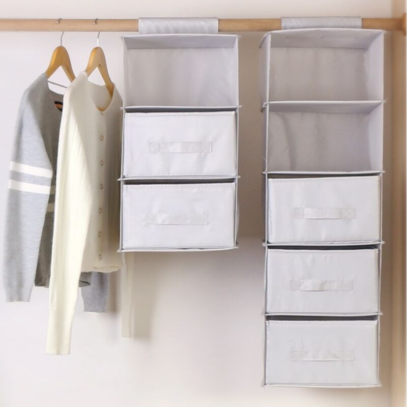 Wardrobe 5-shelf Hanging Closet Hanging Bag Clothes Storage Organizer