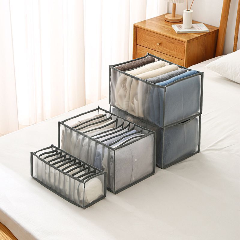 7 Grids Washable Portable Closet Organizer Mesh Separation Storage Box Mesh Clothes Storage Organizer Storage Drawers Opp Bag