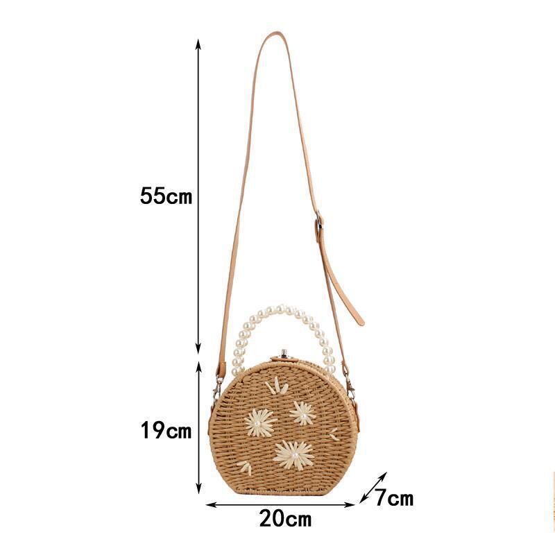 Wholesale Women Beach Flower Rattan Woven Bag Straw Tote Bag