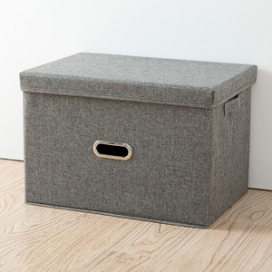 Large Collapsible Storage Bins with Lids Jute Fabric Foldable Storage Boxes Organizer Containers Baskets Cube with Cover Closet