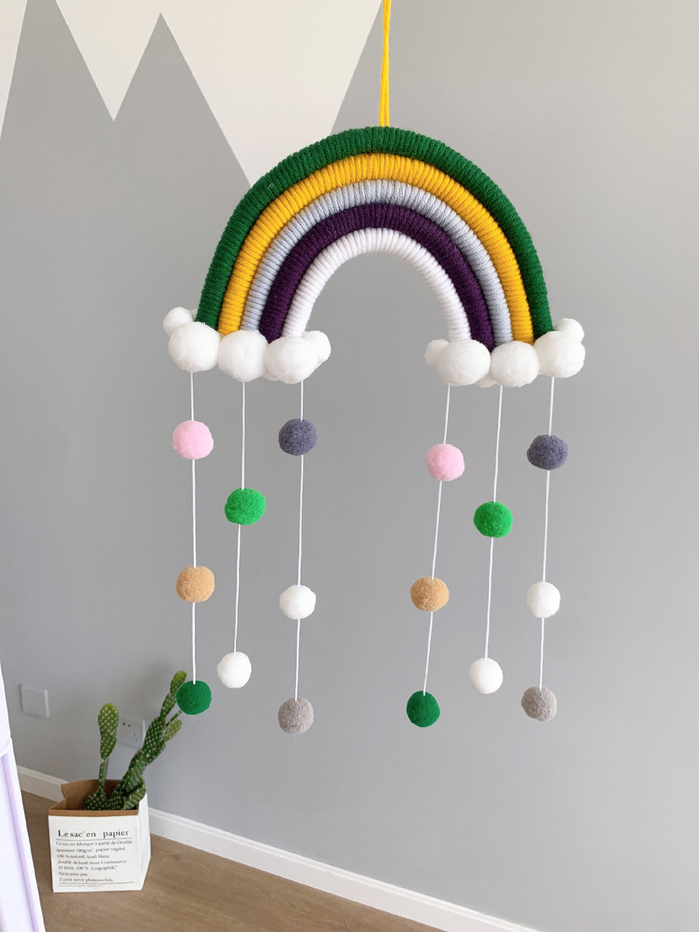 Rainbow Wall Decor for Bedroom Nursery Baby Kids Rooms Tapestry Wall Hanging Decoration Rainbow Macrame