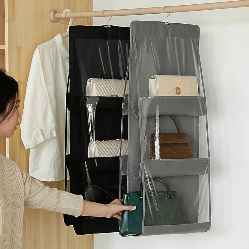 Folding Wardrobe Hanging Storage Bag Detachable Hanging Handbag Shelf Hanging Closet Organizer for Closet Fabric Opp Bag Support