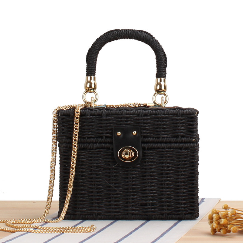 Wholesale Straw Bags European Style Silk Scarf Bucket Straw Shopper Beach Straw Bag French Market Basket Summer Basket