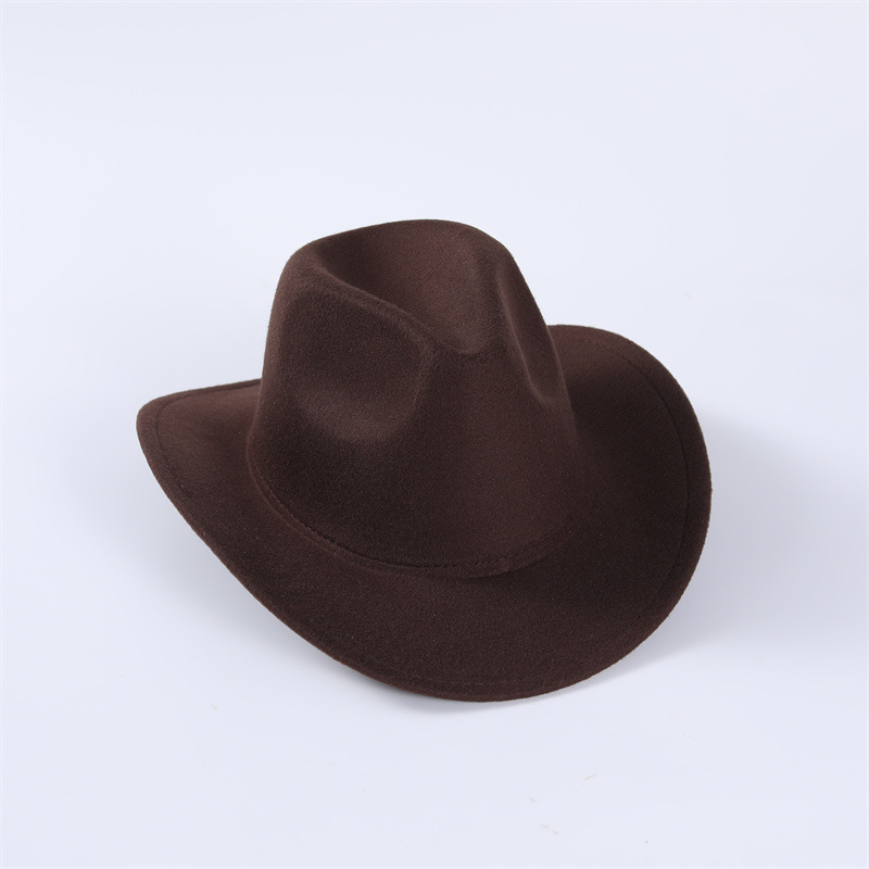 Hot Sale Custom Solid Color Western Cowboy Hat Classical Outdoor Jazz Cap Unisex Hard Fedora Hats