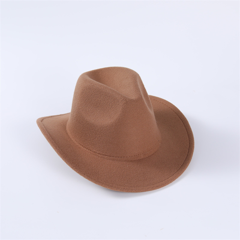 Hot Sale Custom Solid Color Western Cowboy Hat Classical Outdoor Jazz Cap Unisex Hard Fedora Hats