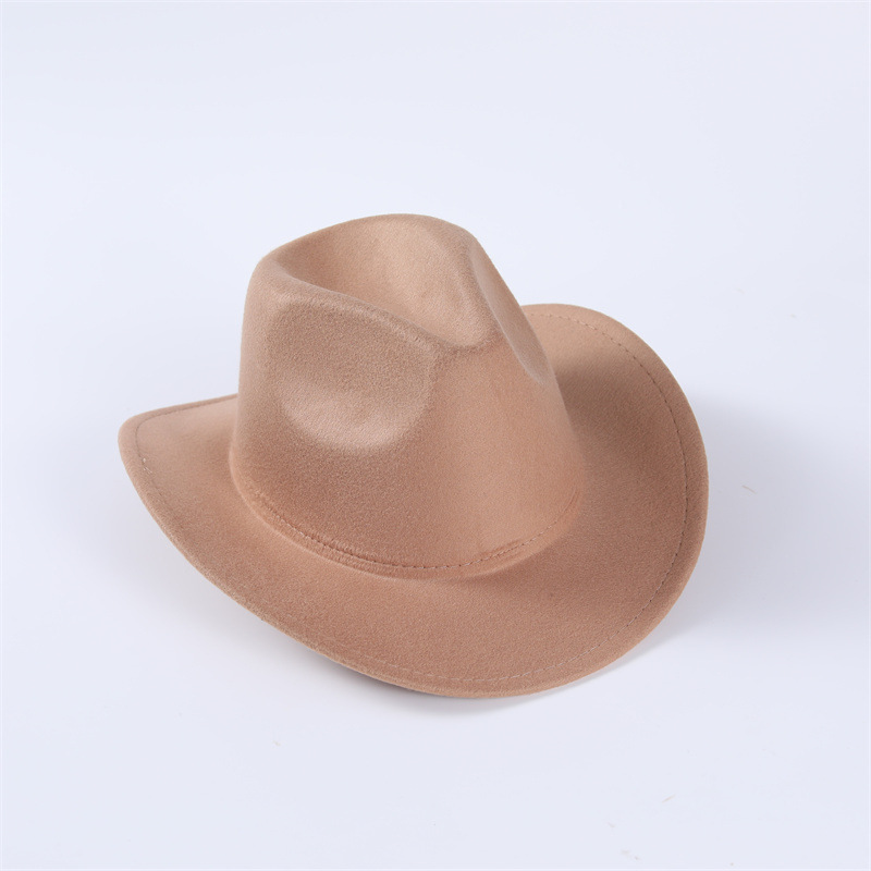 Hot Sale Custom Solid Color Western Cowboy Hat Classical Outdoor Jazz Cap Unisex Hard Fedora Hats