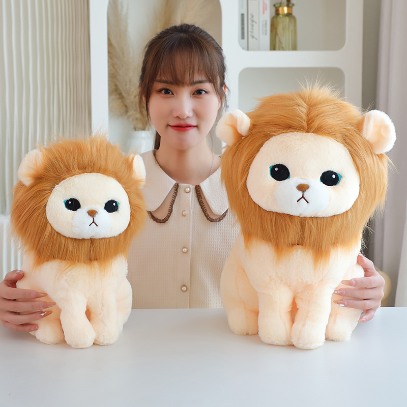 Cartoon Custom Wholesale Sitting Lifelike Lion Doll Cute Stuffed Animal Lion Plushie Toy Simulation Lion Doll Home Decor