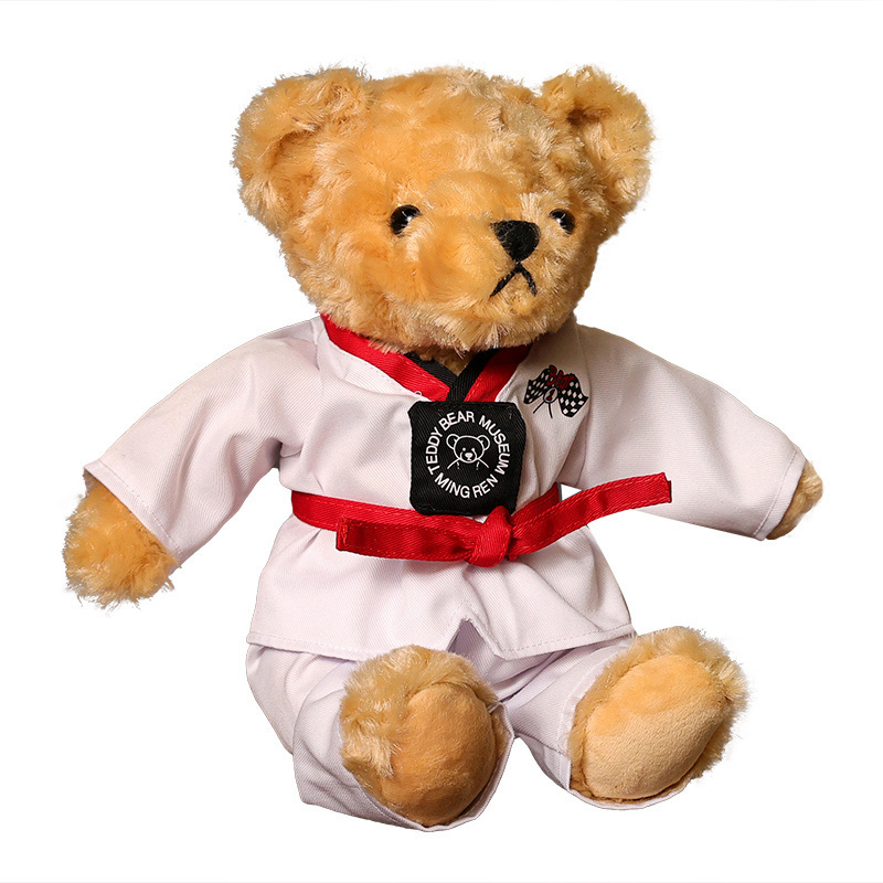 Factory Sale Custom OEM Company Logo 25-35cm Taekwondo Teddy Bear Plush Toys Stuffed Animal Bear Doll