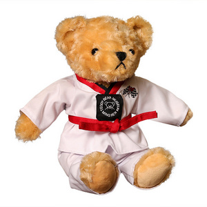 Factory Sale Custom OEM Company Logo 25-35cm Taekwondo Teddy Bear Plush Toys Stuffed Animal Bear Doll