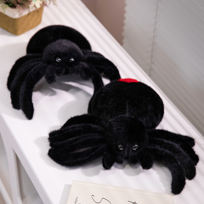 Oem Anime Spider Plush Doll Simulation Lifelike Black Spider Stuffed Animal Toy Plushy Peluches Halloween Decoration Dolls