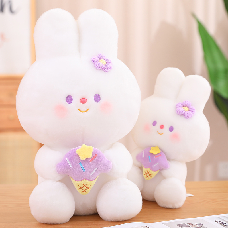 Hot Sell Kawaii Cute Cartoon Sitting Posture Rabbit Bunny Animal Dolls Stuffed Animal Plush Toy For Kids Home Decoration