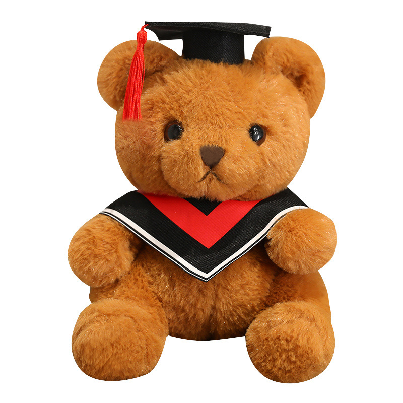 Customized Graduation Gift Professor Teddy Bear School Logo Stuffed Animals Plush Toys Custom Graduation Bears Wholesale