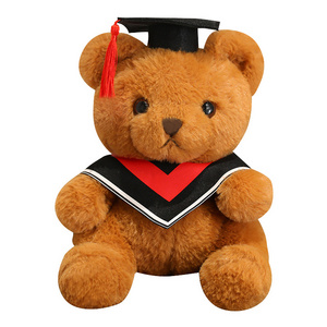 Customized Graduation Gift Professor Teddy Bear School Logo Stuffed Animals Plush Toys Custom Graduation Bears Wholesale