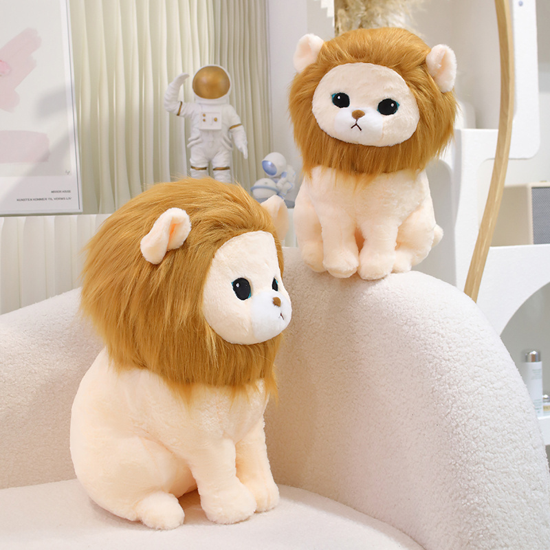 Cartoon Custom Wholesale Sitting Lifelike Lion Doll Cute Stuffed Animal Lion Plushie Toy Simulation Lion Doll Home Decor