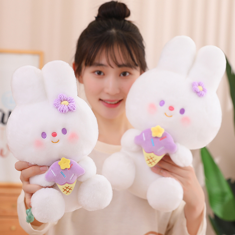 Hot Sell Kawaii Cute Cartoon Sitting Posture Rabbit Bunny Animal Dolls Stuffed Animal Plush Toy For Kids Home Decoration