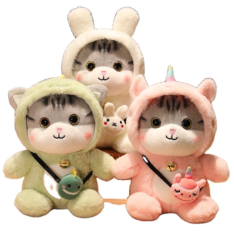 Wholesale Creative Cute Hat Transform Cat Doll Plush Toy Backpack Kitten Children's Soothing Companion Doll In Stock