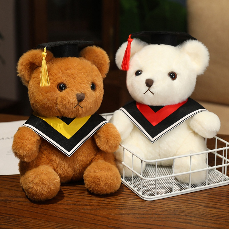 Customized Graduation Gift Professor Teddy Bear School Logo Stuffed Animals Plush Toys Custom Graduation Bears Wholesale