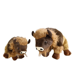 Wholesale 25cm Lifelike Cute Realistic Stuffed Animal Bull Buffalo Cow Cattle Yak Plush Toys Simulation Animal Decoration