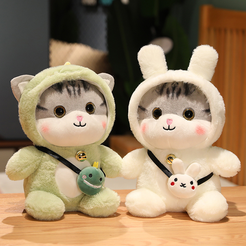 Wholesale Creative Cute Hat Transform Cat Doll Plush Toy Backpack Kitten Children's Soothing Companion Doll In Stock