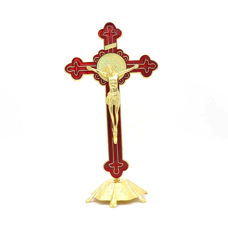 Metal Enamel Souvenirs Decoration Gold Crossjesus Christ Crucifix Religious Catholic Manufacture Customized Souvenir Gift Cross