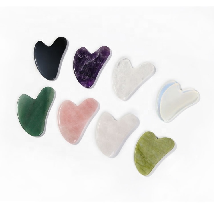 Crystal Gemstone Board White Jade Stone Facial Scraping Massage Tool Rose Quartz Gua Sha