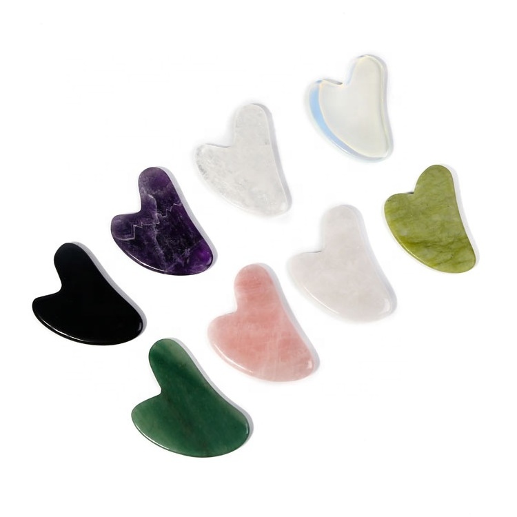 Crystal Gemstone Board White Jade Stone Facial Scraping Massage Tool Rose Quartz Gua Sha