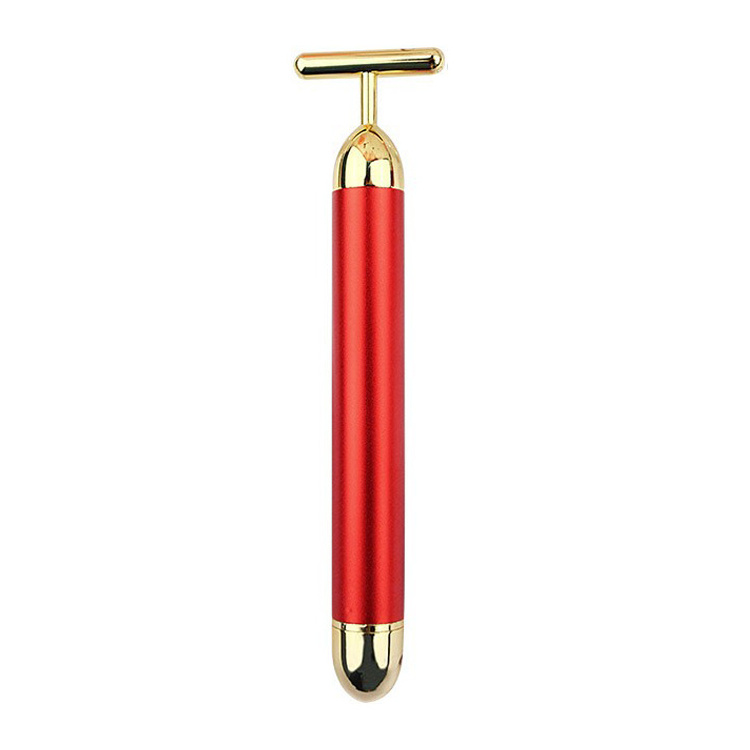 Private Label Skin Care Device Lip Roller Eye Wand Gold Energy Beauty Bar Electric Face Massager Vibrating Facial Lifting Tool