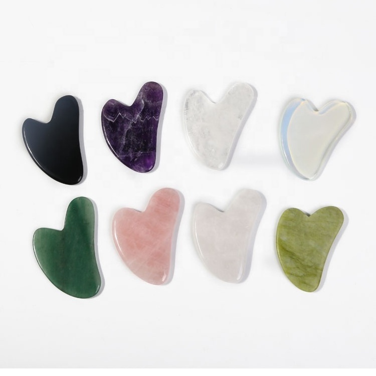 Crystal Gemstone Board White Jade Stone Facial Scraping Massage Tool Rose Quartz Gua Sha