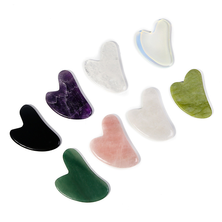 Pink Crystal Massage Face Jade Scraping Board Rose Quartz Gua Sha Tool With Box